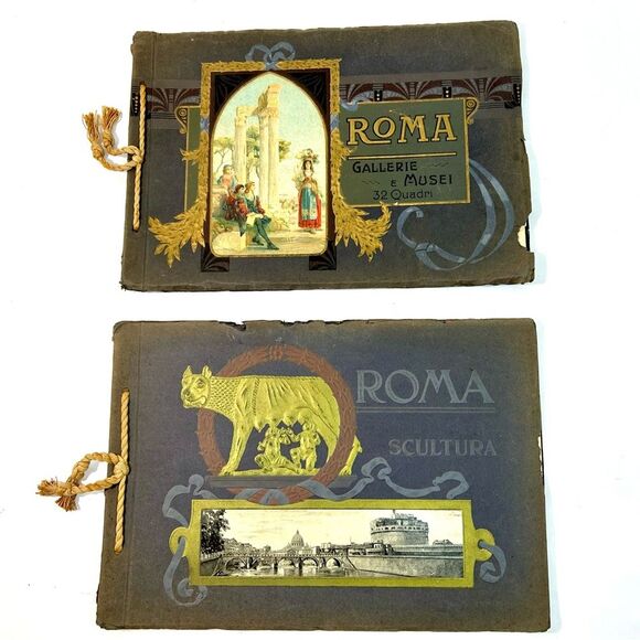 Antique Lot of 2 Rome Photo Books:Gallery & Museums and Sculptures